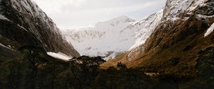 Preview wallpaper mountains, valley, landscape, peaks, snowy