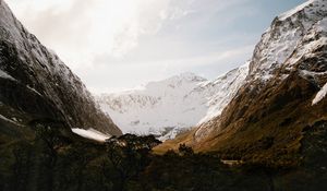 Preview wallpaper mountains, valley, landscape, peaks, snowy