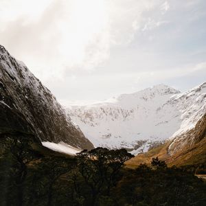 Preview wallpaper mountains, valley, landscape, peaks, snowy