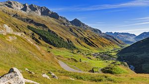 Preview wallpaper mountains, valley, landscape, nature, switzerland