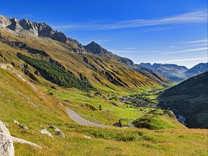Preview wallpaper mountains, valley, landscape, nature, switzerland