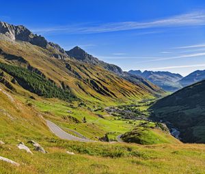 Preview wallpaper mountains, valley, landscape, nature, switzerland