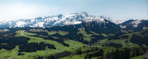 Preview wallpaper mountains, valley, meadow, grass, flowers, landscape, summer