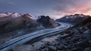 Preview wallpaper mountains, valley, road, turn, landscape