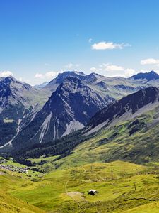 Preview wallpaper mountains, valley, slope, peaks, rocks