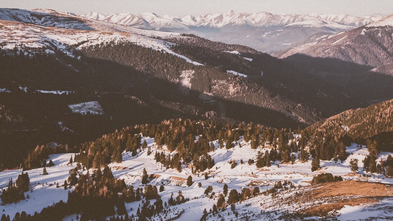 Wallpaper mountains, valley, snow, winter