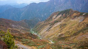 Preview wallpaper mountains, valley, stream, nature, landscape