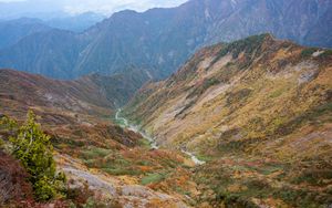 Preview wallpaper mountains, valley, stream, nature, landscape