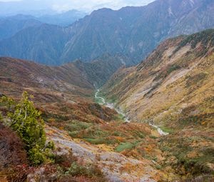 Preview wallpaper mountains, valley, stream, nature, landscape