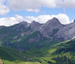 Preview wallpaper mountains, valley, trail, trees