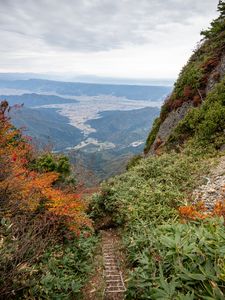 Preview wallpaper mountains, valley, trail, landscape, view, nature