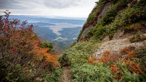 Preview wallpaper mountains, valley, trail, landscape, view, nature