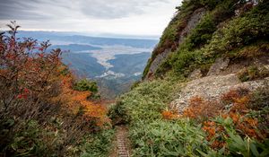 Preview wallpaper mountains, valley, trail, landscape, view, nature