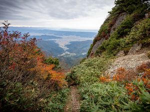 Preview wallpaper mountains, valley, trail, landscape, view, nature