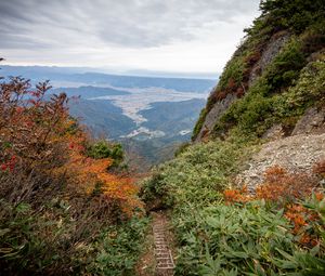 Preview wallpaper mountains, valley, trail, landscape, view, nature