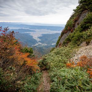 Preview wallpaper mountains, valley, trail, landscape, view, nature