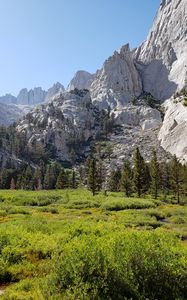 Preview wallpaper mountains, valley, trees, bushes, greenery, landscape