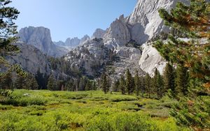 Preview wallpaper mountains, valley, trees, bushes, greenery, landscape