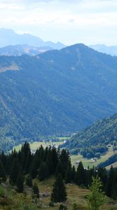 Preview wallpaper mountains, valley, trees, nature