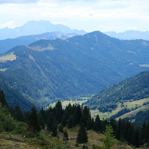 Preview wallpaper mountains, valley, trees, nature