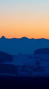 Preview wallpaper mountains, valley, twilight, dark, landscape