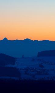 Preview wallpaper mountains, valley, twilight, dark, landscape