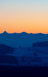 Preview wallpaper mountains, valley, twilight, dark, landscape
