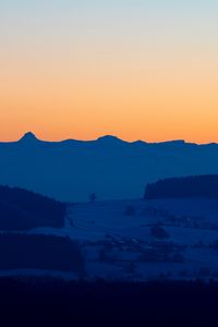 Preview wallpaper mountains, valley, twilight, dark, landscape