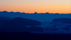 Preview wallpaper mountains, valley, twilight, dark, landscape