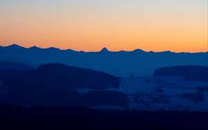 Preview wallpaper mountains, valley, twilight, dark, landscape