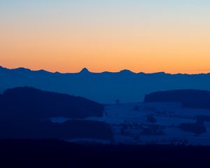 Preview wallpaper mountains, valley, twilight, dark, landscape