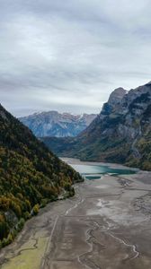 Preview wallpaper mountains, valley, water, trees, nature