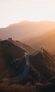 Preview wallpaper mountains, wall, aerial view, sunlight, landscape, china