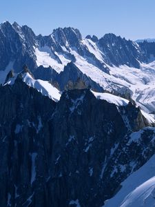 Preview wallpaper mountains, wall, rocks, snow, greatness