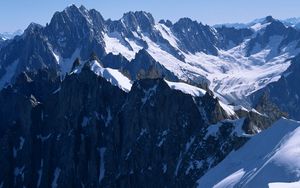 Preview wallpaper mountains, wall, rocks, snow, greatness