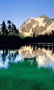 Preview wallpaper mountains, washington, lake, shadows, morning