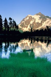 Preview wallpaper mountains, washington, lake, shadows, morning