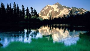 Preview wallpaper mountains, washington, lake, shadows, morning