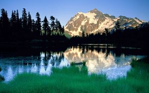 Preview wallpaper mountains, washington, lake, shadows, morning