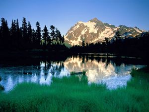 Preview wallpaper mountains, washington, lake, shadows, morning