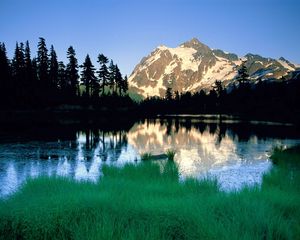 Preview wallpaper mountains, washington, lake, shadows, morning