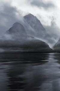 Preview wallpaper mountains, water, fog, haze, nature, landscape
