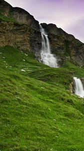 Preview wallpaper mountains, waterfall, slope, landscape