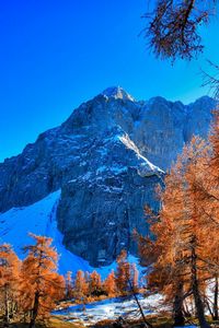 Preview wallpaper mountains, winter, sky, grass, trees, beautiful view