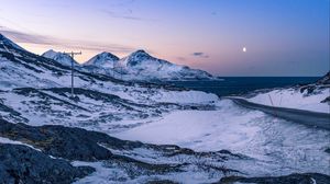 Preview wallpaper mountains, winter, snow, sea