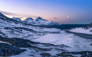 Preview wallpaper mountains, winter, snow, sea