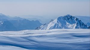 Preview wallpaper mountains, winter, snow, top, tourism