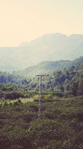 Preview wallpaper mountains, wires, trees