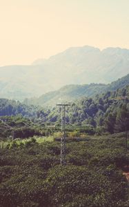 Preview wallpaper mountains, wires, trees