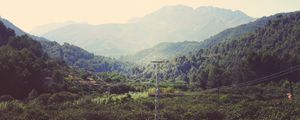 Preview wallpaper mountains, wires, trees